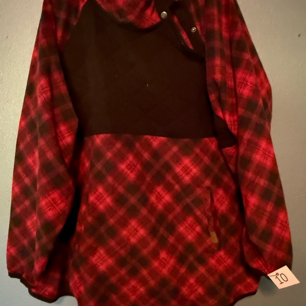 Maurices Red and Black Plaid Hoodie